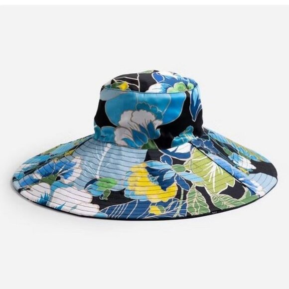Johnny Was Zolita Reversible Beach Hat Floral Celestial Super Nova Wide Brim NWT